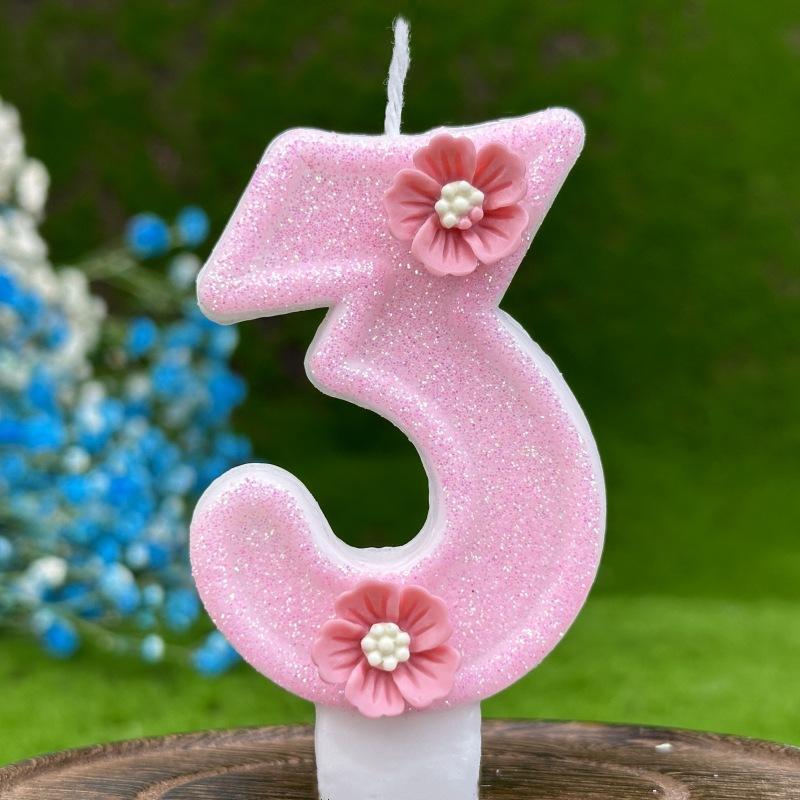 Creative Digital Birthday Candle Cake Party Decoration Birthday Wax Diy Pink