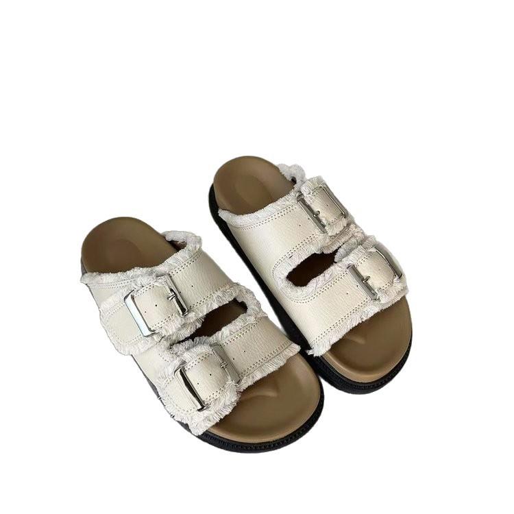 Thick-soled slippers women's soft-soled non-slip 2025 outer wear one-word drag new summer Internet celebrities heightening fashion cool slippers women