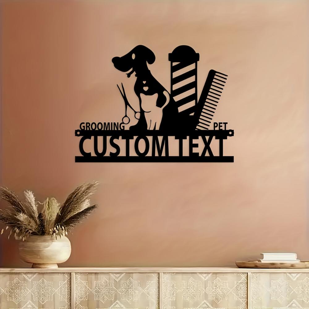 Personalized Pet Grooming Salon Metal Sign, Vintage Wall Decor for Shop
