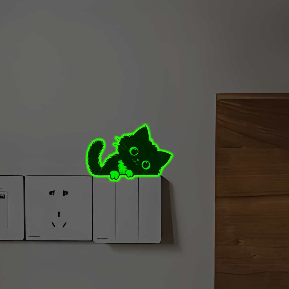 Self-Adhesive Glowing Cat Stickers Home Decor Cat Switch Stickers  Kids Room