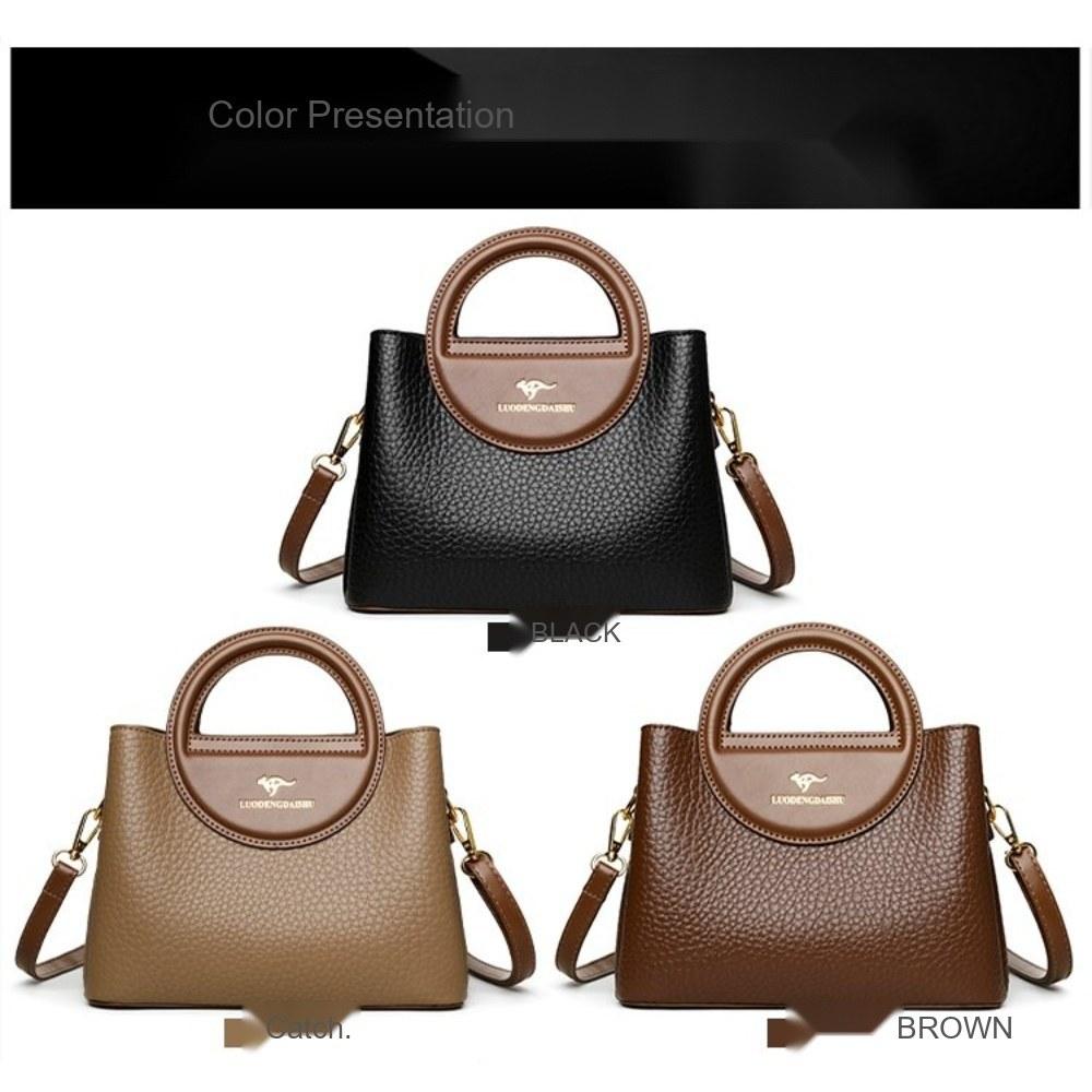 Women Textured Faux Leather Handbag with Detachable Crossbody Strap for Daily Commute