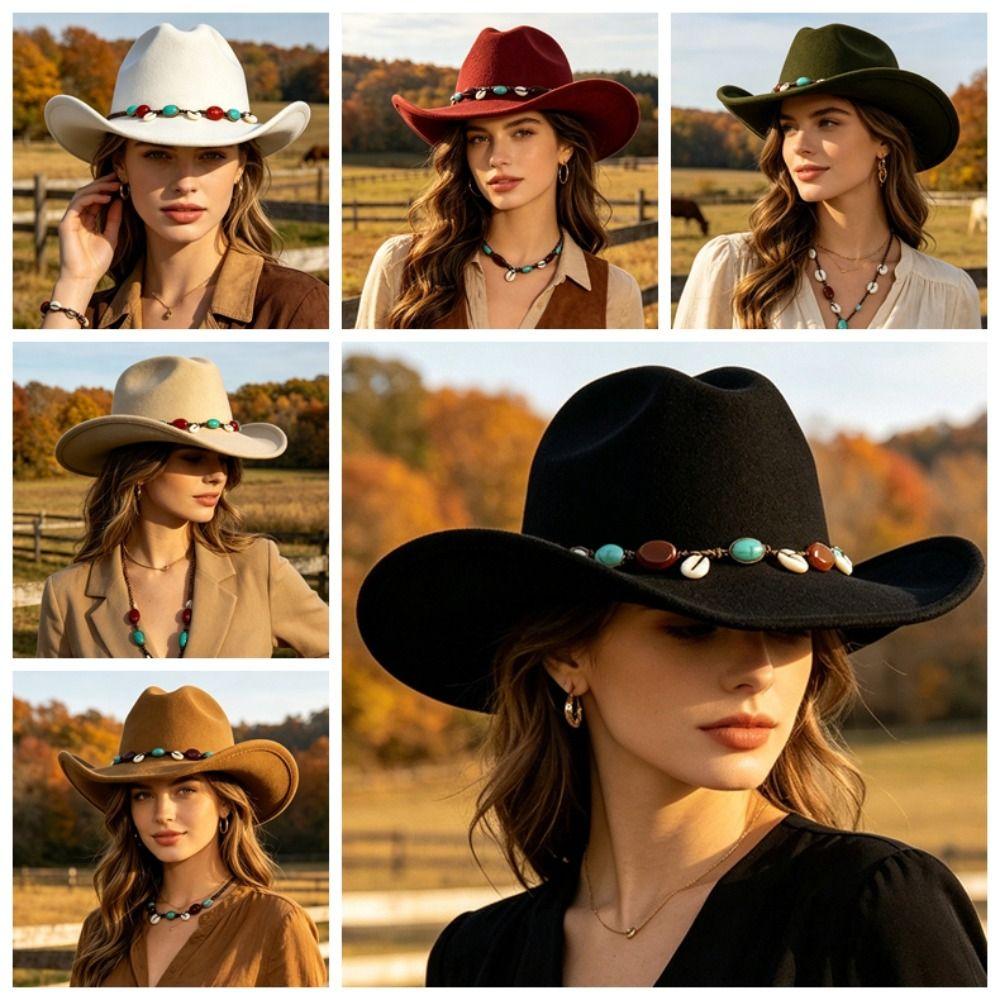 Roll Up Brim Cowboy Hat Wide Brim Wide Brim Hat Cool Cropped Jazz Hat for Women & Men