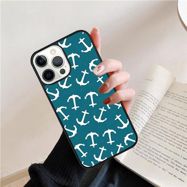 Stripes Anchor Boat Ship Wheel Phone Case Back Cover for iPhone 17 Air 16 15 14 13 11 12 Pro Max Plus Shell Coque
