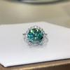 Inele de Lux Verde cu Moissanit de 5 Carate: Femei, Tăietură Rotundă, Opt Inimi și Săgeți, Verificat cu Tester de Diamante