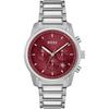 Trace Red Dial Silver Stainless Steel Bracelet Men's Quartz Watch 1514004