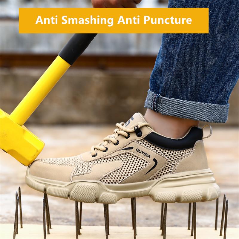 Summer Work Shoes with Protection Breathable Work Shoes with Steel Toe Safety Work Sneakers Lightweight Work Shoes for Men Gift