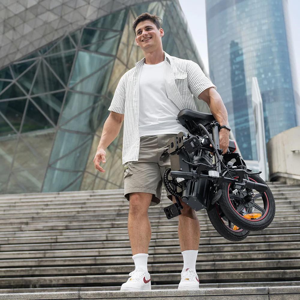 Electric Bike Foldable DYU 14" 250W Motor Top Speed 25Km/h 48V 7.8AH Max Range 60Km Black A5
