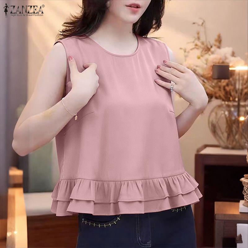 ZANZEA Women Casual Round Neck Summer Sleeveless Tank Tops