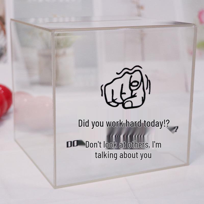 Transparent Acrylic High-Capacity Piggy Bank - No Withdrawal, Online Celebrity Style for Adults and Students.
