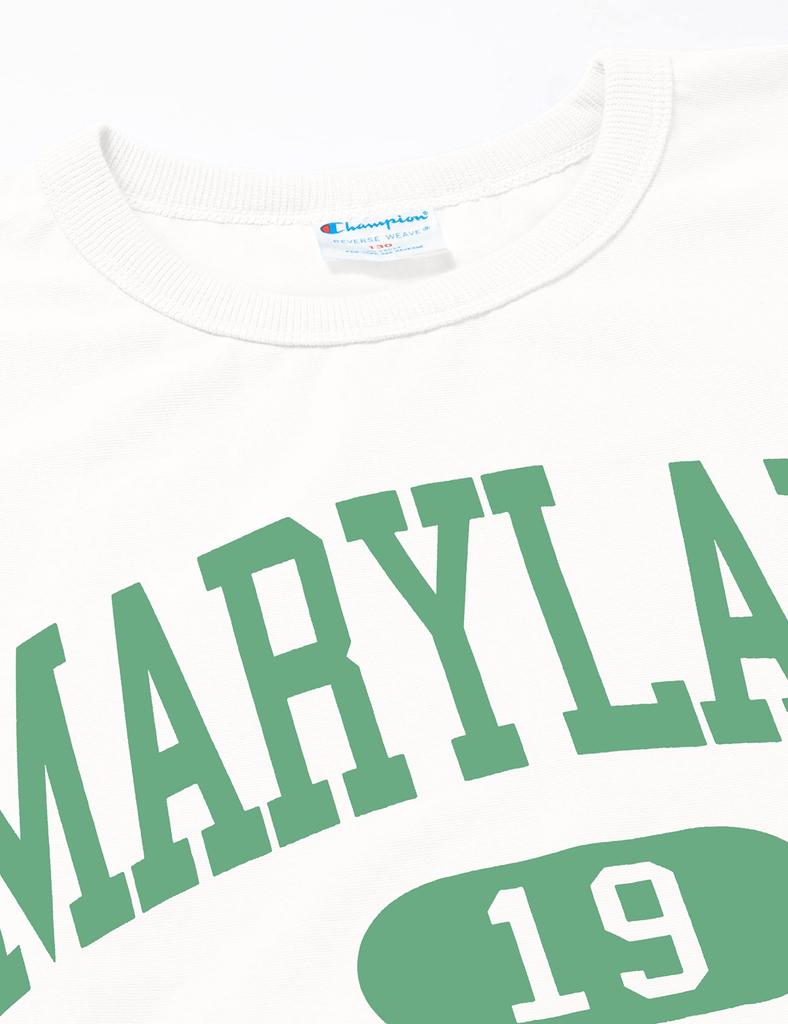 Champion Short Sleeve Graphic Reverse Size 130 Boys' T-Shirt, 100% Cotton, Print, Weave®, Off-White, (CK-V315)