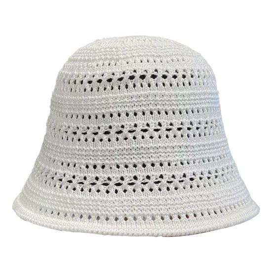 Women Fisherman Hat Hollowed-Out Design Sun Protection Hat Wide Brim Braided Basin Hat Summer Accessory