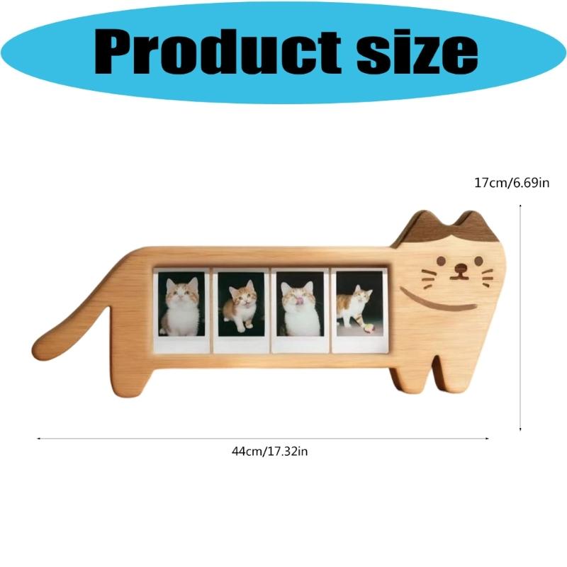 Cadre Photo en Forme de Chats, Cadre Photo Élégant en Bois pour Affichage sur Table, Cadre Photo Mini Chat Ornement Objets de Collection