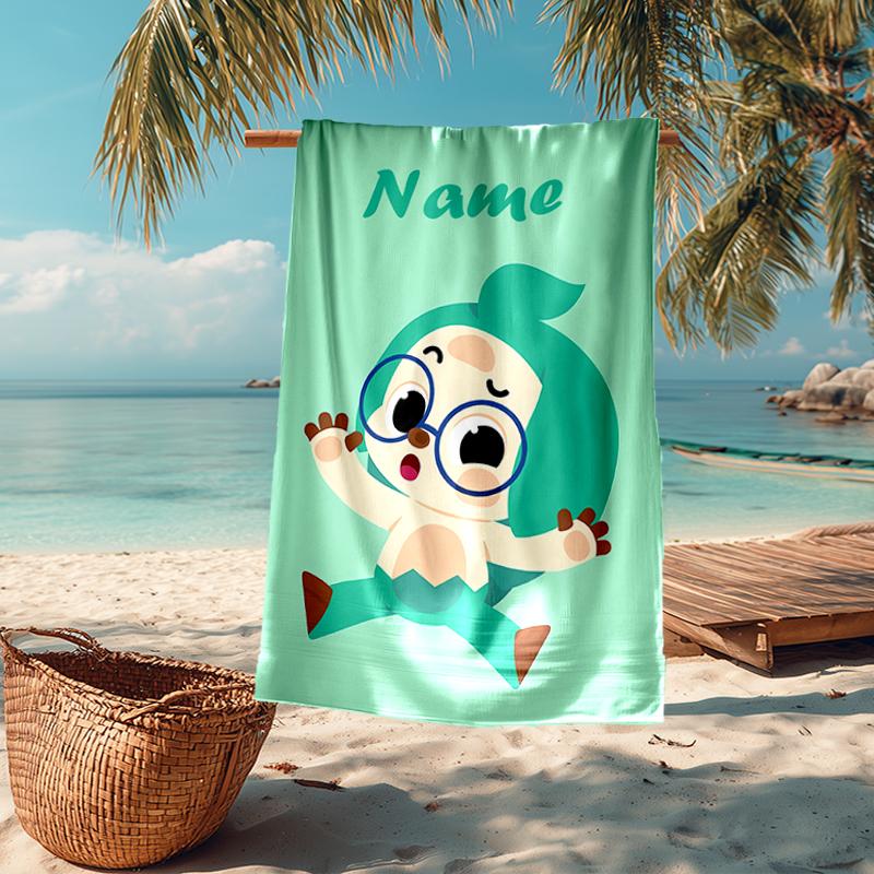 Custom Name Ultra-Soft Beach Towel with Pinkfong Wonderstar Theme,Ideal for Pool - Camping, Diving - Perfect Travel Essential, Vibrant Beach Towel.
