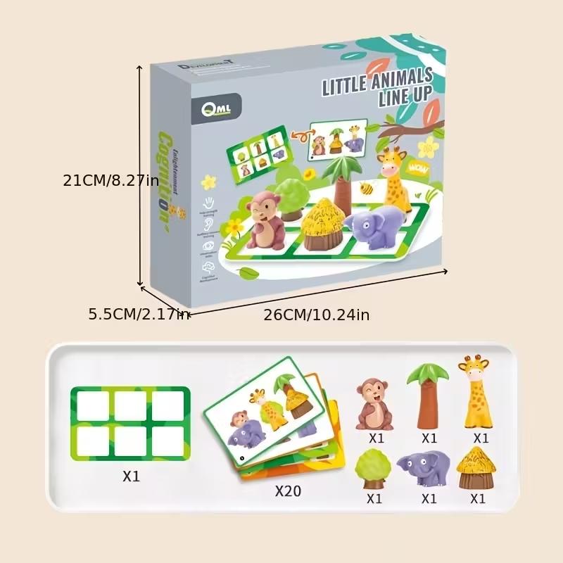 

Kids Board Game Little Animals Line up Colorful Cute Animals Card Matching Game Puzzle Reaction Exercising Toy Educational Game