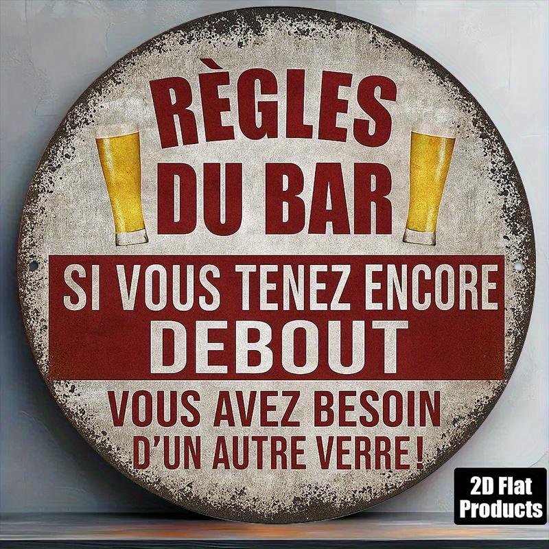 D Flat pc D Flat x cm Round French Aluminum Sign Vintage Bar Rules Decorative Plaque Bar Decor Sign for Resta