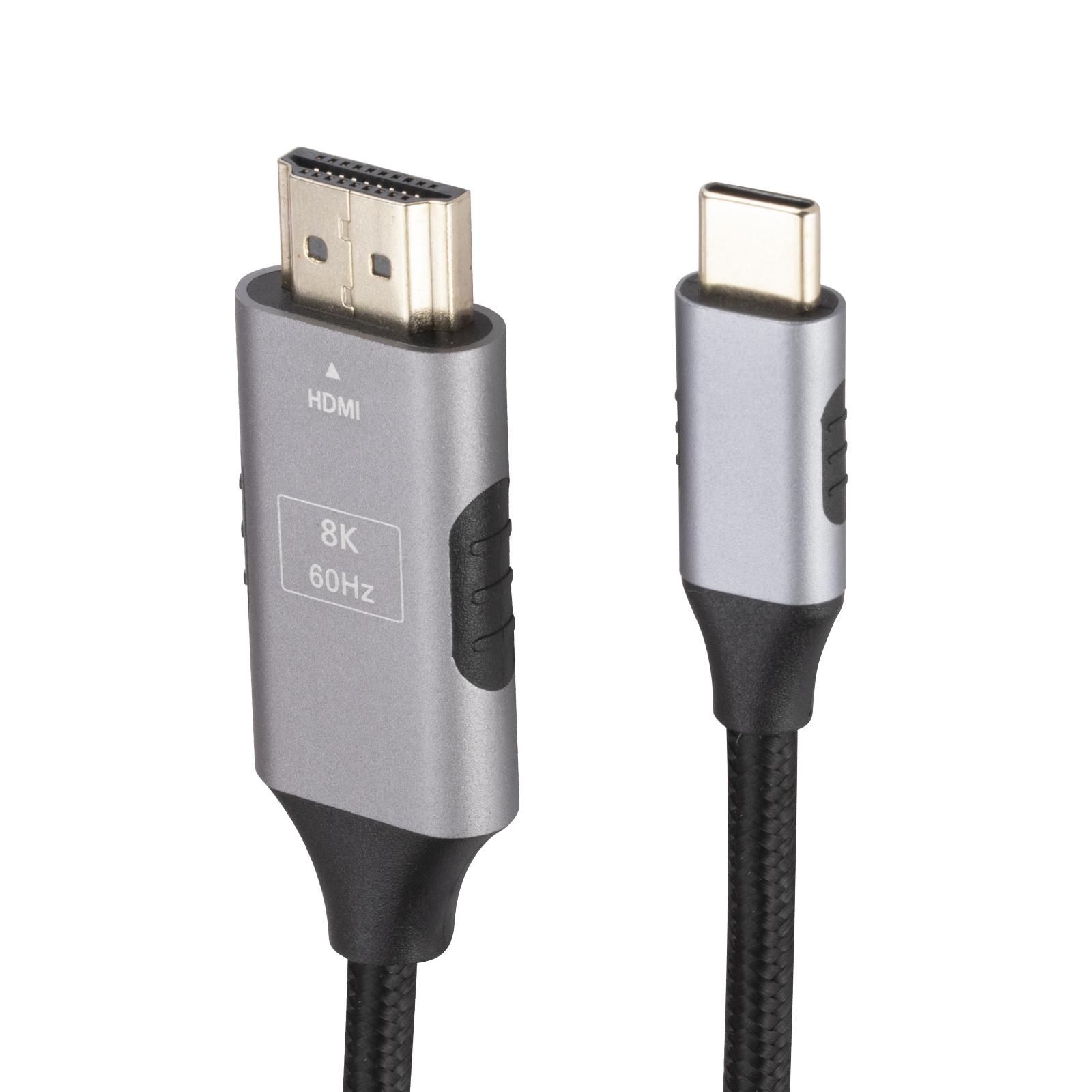 

1.8m Type-C Male to HDMI Male Cable 8K 60HZ UHD Video Adapter Braided Cord As Shown A