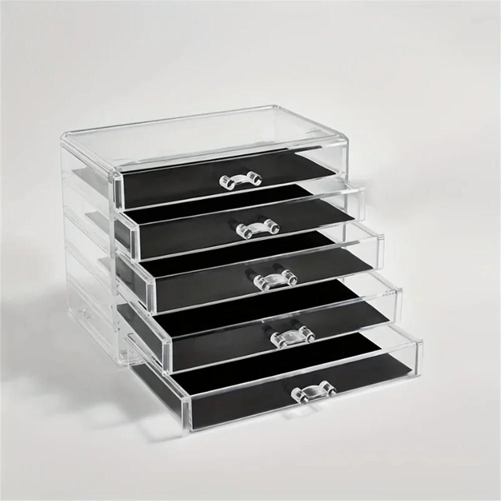 5Layer Acrylic Drawer Clear Office Organizer Drawer for Desk, Pencil Holder Large Desk Accessories Display Caddy for Home