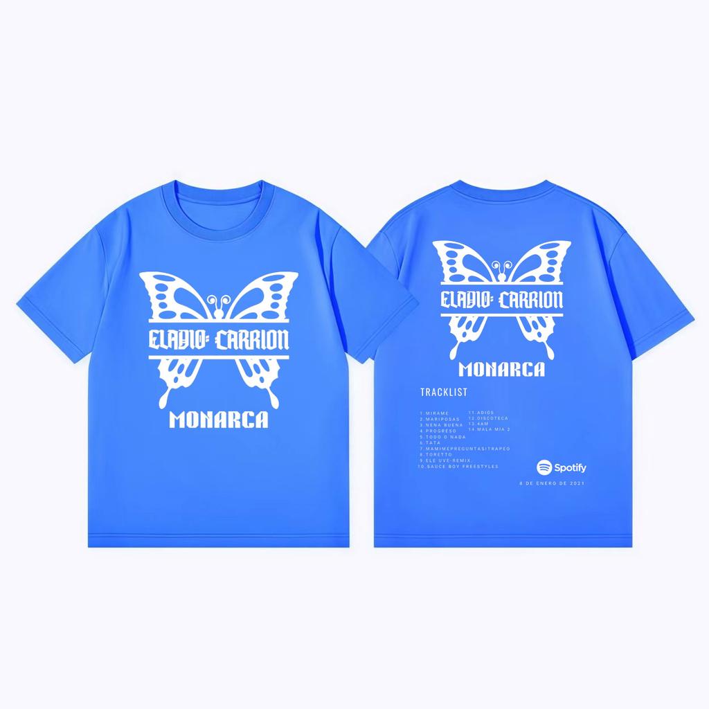 Rapper Eladio Carrion Monarca Album Print T Shirt Fashion Hip Hop Vintage Short Sleeve Tshirts Unisex Women Loose Cotton Tshirt