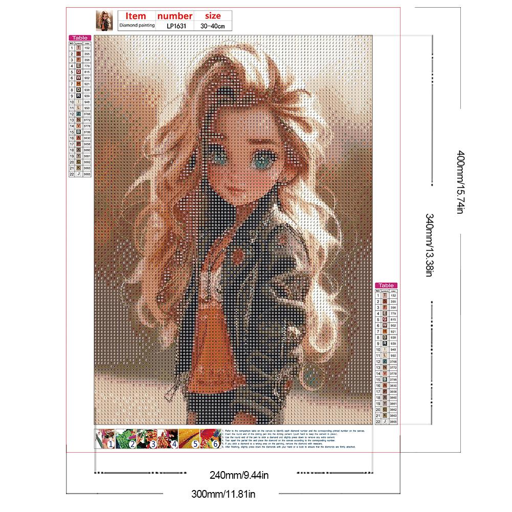 30*40CM 5D DIY Vollrunde Bohrer Strass Süßes Mädchen Kit Kunsthandwerk Mosaik Malerei Stickerei Handgefertigt Heimdekoration Geschenk