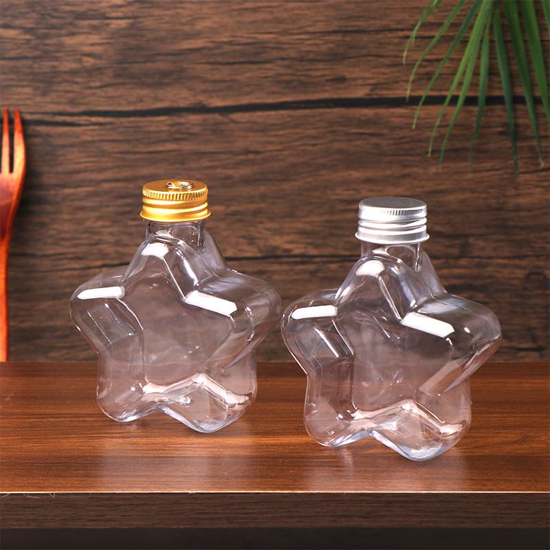 200Ml Cute Star Plastic Bottle Clear Milk Tea Coffee Bottle Transparent Drinking Bottle Water Cup Juicing Beverage Bottles