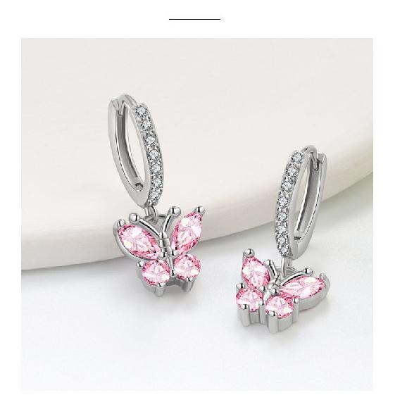 VENTFILLE 925 Sterling Silver Exquisite Zircon Colorful Butterfly Sparkling Earrings For Women Gift Jewelry Dropshipping