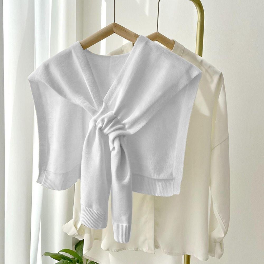 Cape Solid Color Scarf Sunscreen Wool Scarves All-match Knitted Shawl  Outdoor