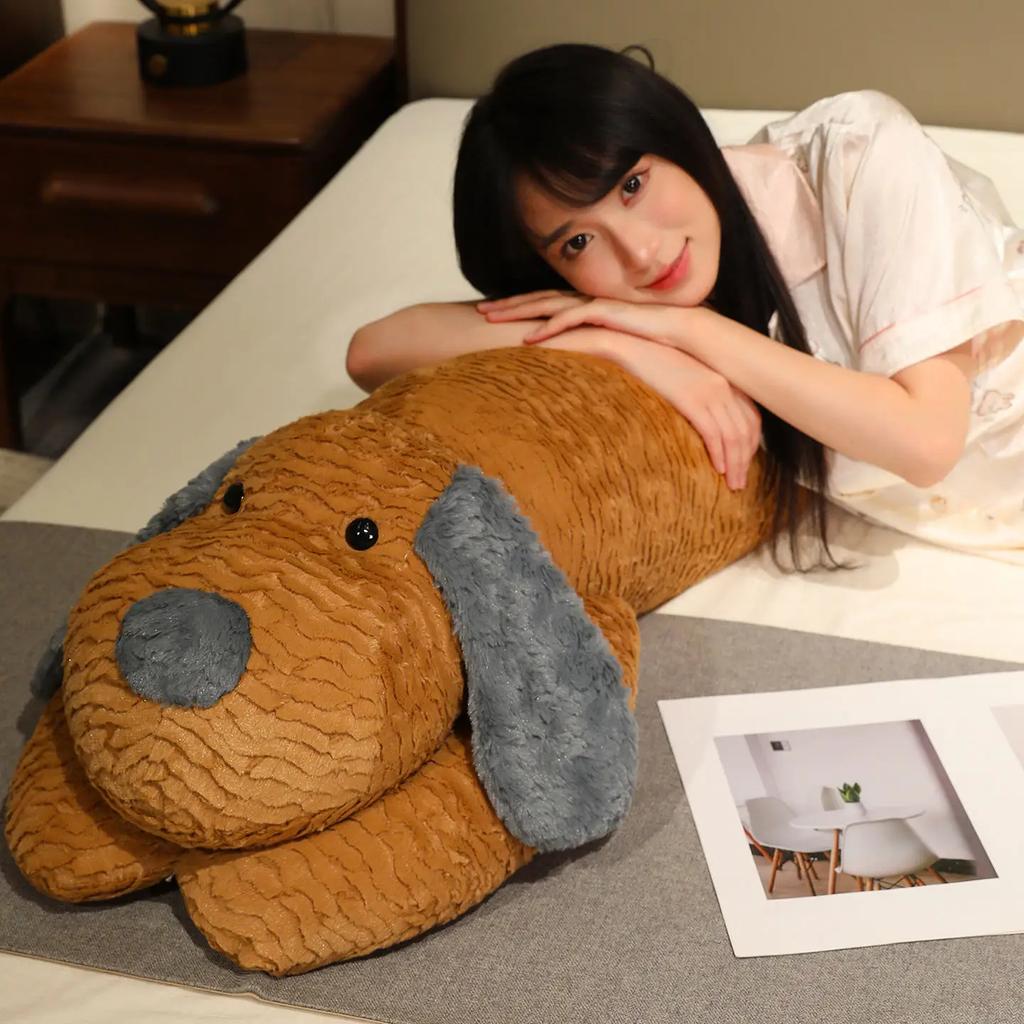Kawaii Cartoon Puppy Long Pillow Soft Cozy Doggy Plush Doll Warm Lovely Sleeping Throw Pillow Lovely Home Decor Kids Companion