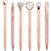 Set of 6 Pink Diamond Ballpoint Pens - Rhinestone Click Design