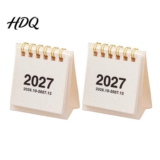 Tragbarer Desktop-Schmuck Mini-Schreibtischkalender 2026-2027 Okt 2026 bis Dez 2027 Stehender Aufklappbarer Kleiner Monatsplaner mit Dickem Papierkalender