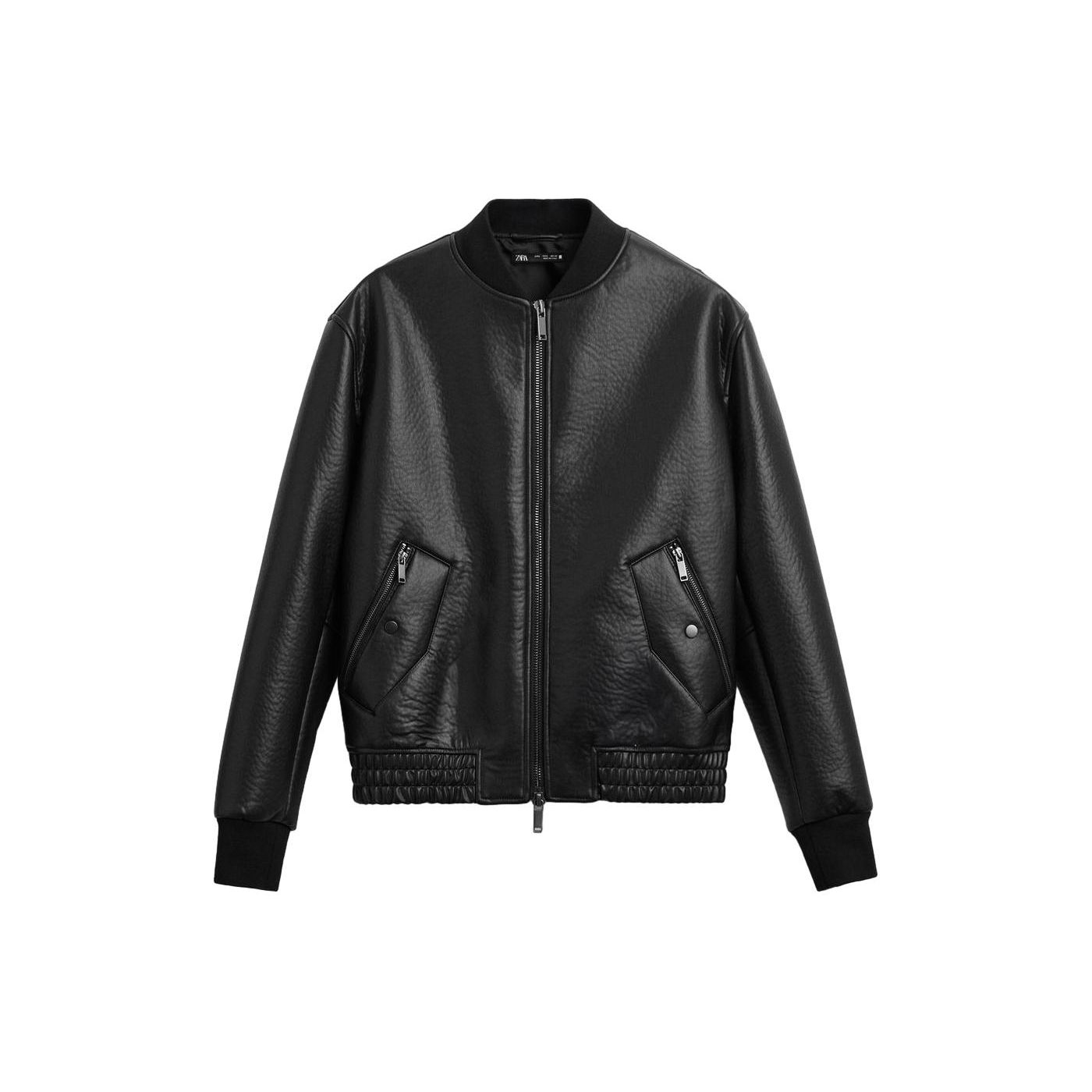 

Zara Solid Color Round Neck Zipper Long Sleeve Jacket Men jackets Black 8281667-800 S