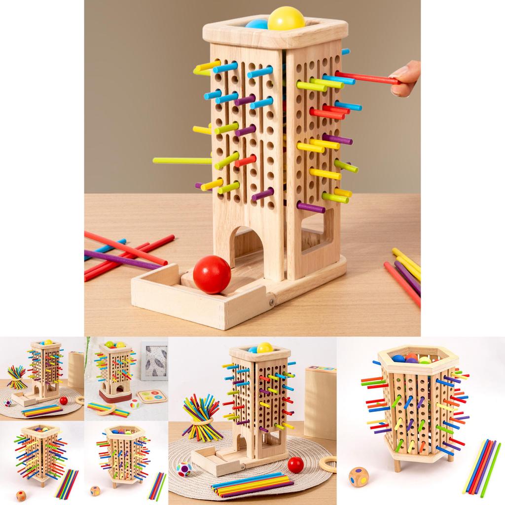 Wooden Stick Trishape Educational Game For Kids With Color Recognition And Parentchild Interaction