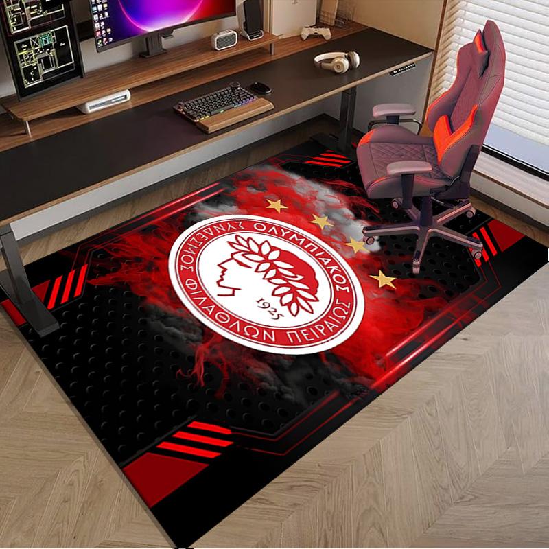 Olympiacos Fc: Red And Black Pride Area Rug Office rug, Chair Rug, Decor Carpet Livingroom bedroom Mat, Large Size Fan gifts Christmas gifts