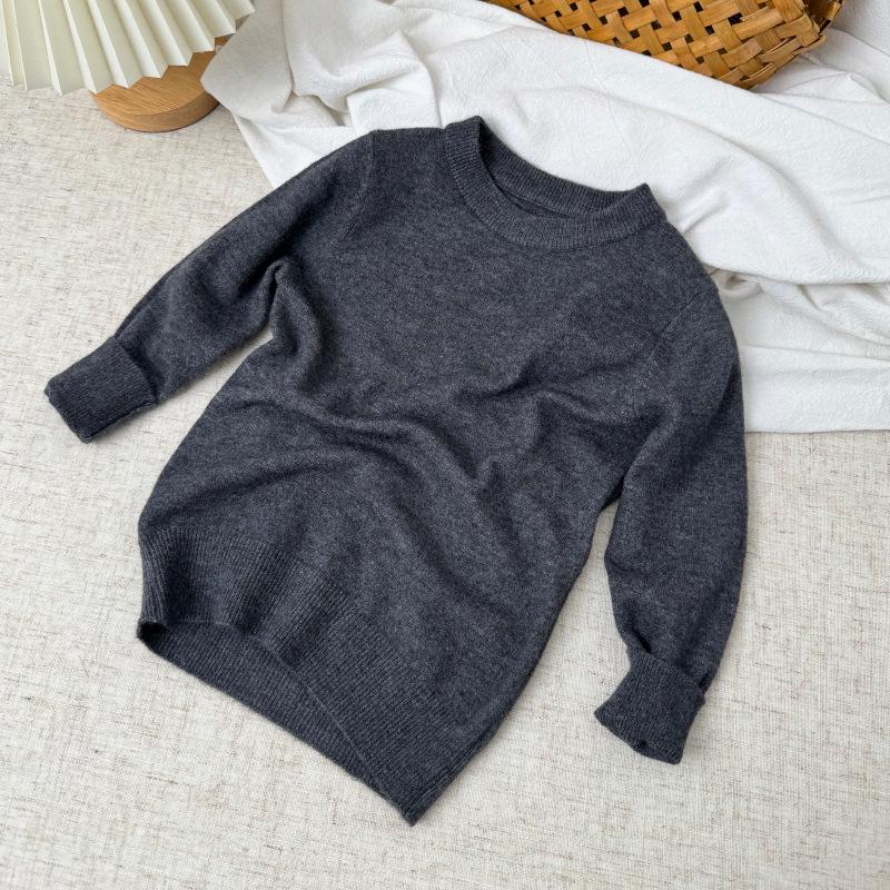 Pull En Laine à Col Rond pour Enfants - Pull Tricoté Unisexe Automne/Hiver pour Bébés et Tout-Petits