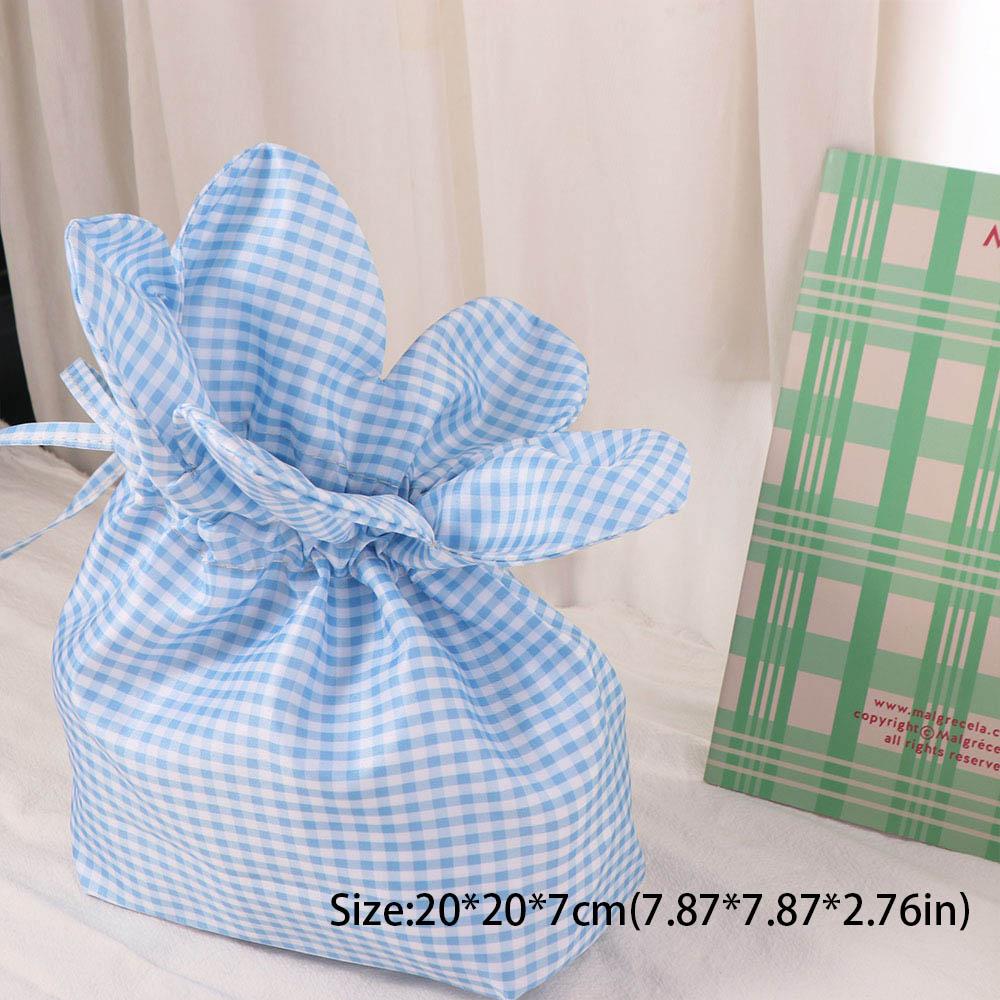 Cute Flower Handbag Printing Shoulder Bags Casual Plaid Drawstring Bag  Student