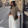MIFICY Women's Fashion Casual Plaid Print Fall Winter Long Sleeve Stand-Neck Jackets & Coats