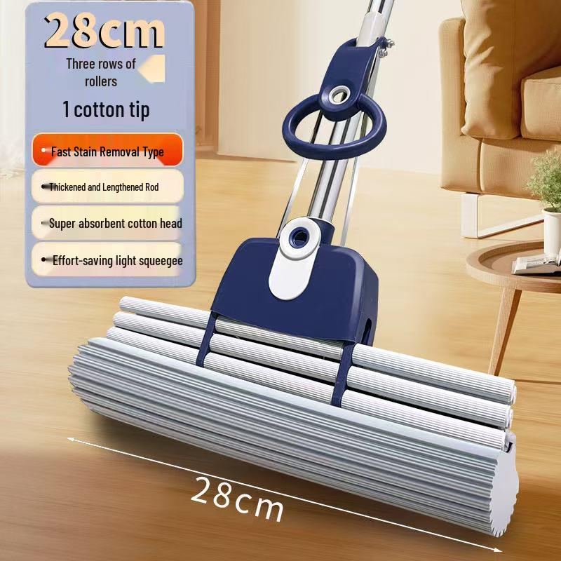 PVA Mop with Thickened Pole - Large Area Water Absorption & Hands-Free Cleaning for Households