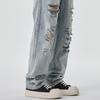 Summer Retro Old Ripped Jeans Men and Women Ins Trendy American Street Hiphop Straight Pants High Street Trousers