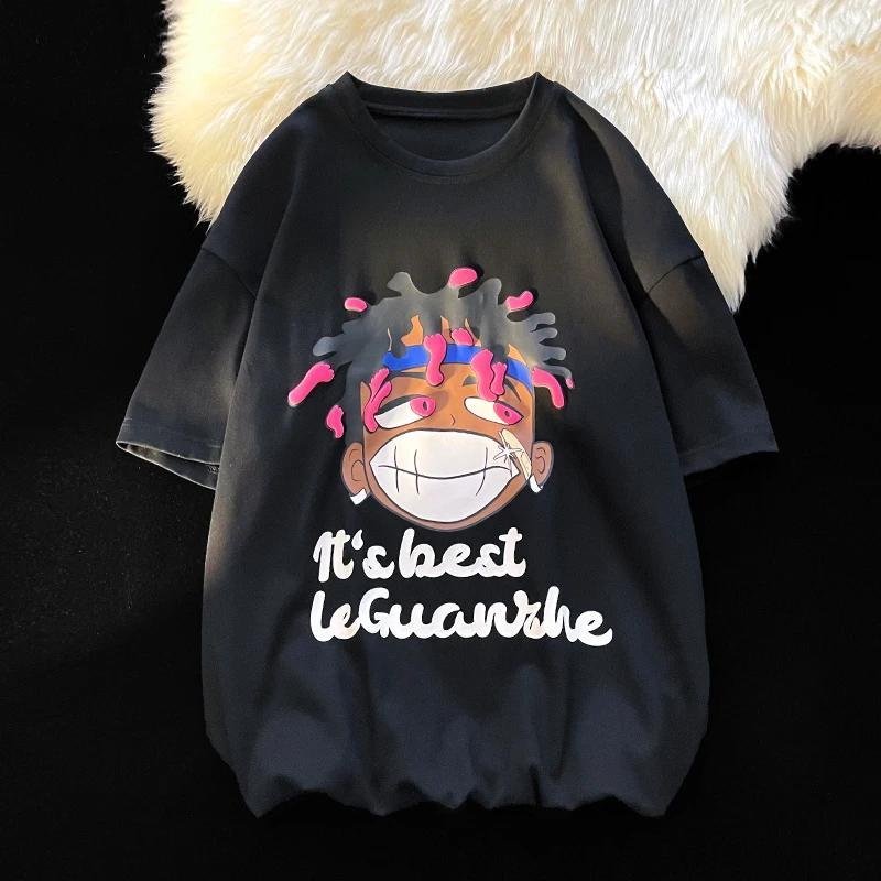 

Літня модна важка чоловіча ретро-футболка з круглим вирізом із 100% бавовни та англійськими літерами. Високоякісна повсякденна вулична футболка для фітнесу XXXXXL чорний