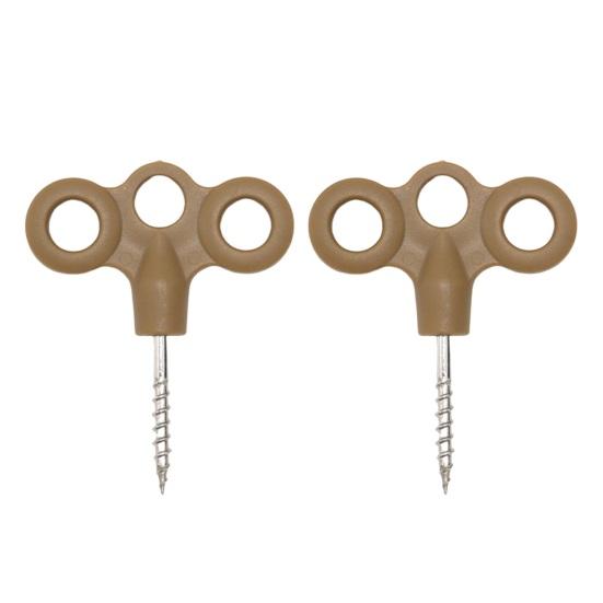 2 stk Treøye Gjenge Jordankere Kraftig Rustfritt Stål Camping Fottur Trampoline Telt Vindtett Tau Fikseringsspenne Jordspiker