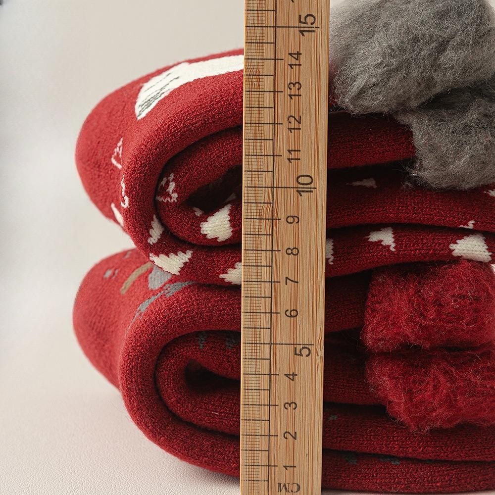 Red Socks, Winter Thick Fleece Socks, Warm and Cold-proof Snow Socks, Cartoon Cute Fleece Socks