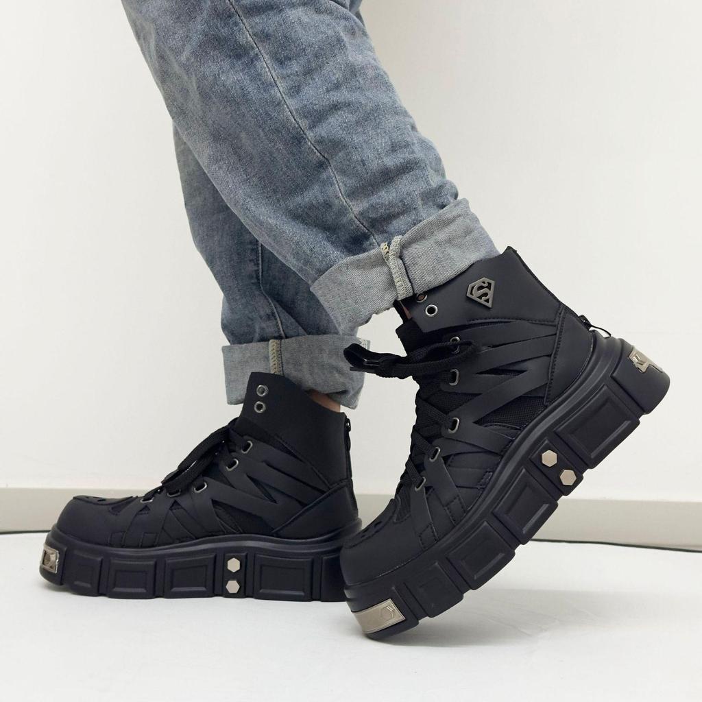 HEYANG Men's Fashion Height-Boosting Punk Boots - Thick-Soled Casual Design