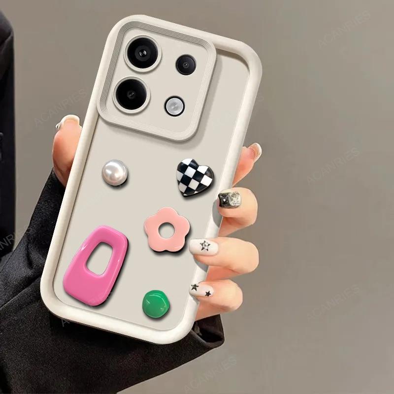 

X3 6 F5 Для Xiaomi Mi Poco X6 5G X5 X3 Nfc M6 Pro 4G F5 F3 C65 C55 Милий 3D Орнамент Силіконовий М який Чохол X6pro X5pro F5pro Кришка For Mi Poco X3 Pro бежевий