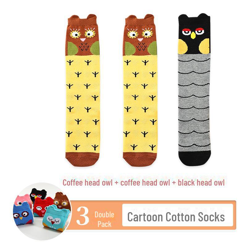 Kids' Cute Cartoon Knee-High Socks for Spring & Autumn - Mid-Tube, Long Pile Socks for Girls & Babies