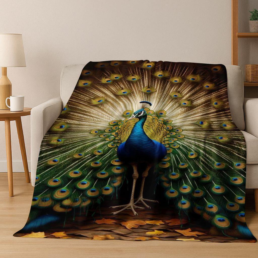 3D Colorful Peacock Romantic Birds Dream Flannel Blanket,Cozy Soft Throw Blanket for Home Bedroom Bed Sofa Picnic Cover Gift Kid