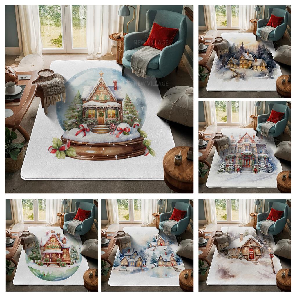 House Entrance Carpet Home Door Mat Living Room Bath Foot Bathroom Non-slip Water Absorption Rugs Bath Merry Christmas Winter