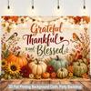 piece of 2D flat background fabric autumn pumpkin and bird natural scenery background fabric wooden board wallPMJ