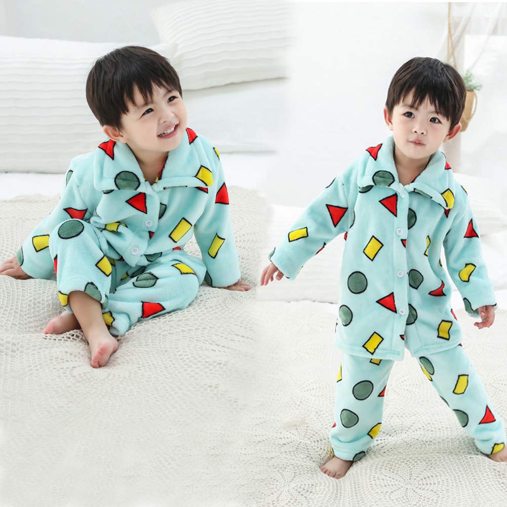Long Crayon Room Top and Bottom Open Loungewear for Boys and Girls [Mitigo] Pajamas, Sleeves, Shin-chan Style, Cute, Fluffy, Flannel, Warm, Wear,