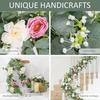 Artificial Eucalyptus Flower Garland with Rose Faux Floral Greenery Garland Fake Rose Flower Vine for Wedding Party Wall Backdrop Decor