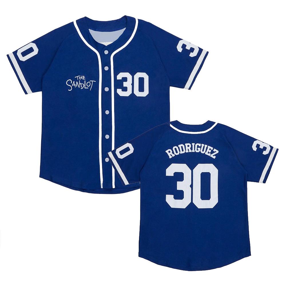 The Sandlot 30 Rodriguez Koszulka Baseballowa Męska Damska Zapinana na Guziki Krótki Rękaw Koszulka Sportowa Filmowy Cosplay Mundur Streetwear Koszulki