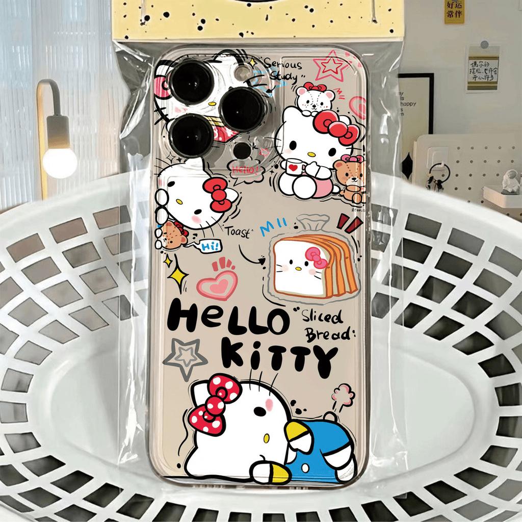 Bread KT cat is suitable for Apple 15 16promax mobile phone case 16 cartoon 13 pro space case 14 fine hole XSXR.